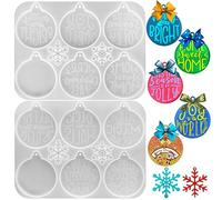 FineGood Lot de 2 moules ronds en silicone pour décoration d'arbre à suspendre Motif flocon de neige