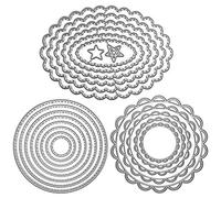 FineGood Lot de 3 matrices de découpe en métal pour gaufrage et loisirs créatifs en forme de fleur/cercle/ovale