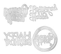 FineGood Lot de 4 matrices de découpe en métal pour la fabrication de cartes d'anniversaire et de scrapbooking