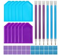 FineGood Lot de 42 accessoires d'art diamant avec boîte de rangement, 6 stylos à strass, 12 plateaux d'art diamant, 24 argiles à colle