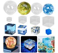 FineGood Lot de 6 moules en résine époxy en silicone transparent pour boule de cristal et savon à bougie