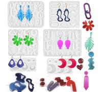 FineGood Lot de 6 moules en résine pour bijoux en résine de silicone et boucles d'oreilles en résine époxy pour colliers, pendentifs, fournitures de fabrication de bijoux