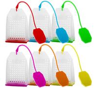 FineGood Lot de 6 paquets de 6 sachets de filtres à thé en silicone, stérilisateur réutilisables avec 6 couleurs
