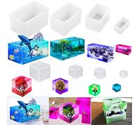 FineGood - Lot de 8 Moules Cubiques en Résine - Moules Carrés Transparents en Époxy pour Décoration de Cristal et Fabrication de Bougies