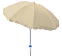 FineHome Parasol de plage pliable en polyester beige avec protection UV Ø 2 m