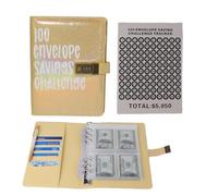FineInno 100 Envelopes Money Saving Challenge,Cash Portefeuille Budget Binder avec Enveloppe pour argent liquide D'Économiser 5050 RéutilisableLivre budgétaire (Jaune)