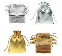 FineInno 100 Pièces Sachet Bonbon Pochette Bijoux Sac Noel Cadeau Sac de Cordon Drawstring Pouches Gift Bags Fête D'anniversaire Sacs Bijoux Party Faveur Pochette en Tissu (grand 9x12cm)