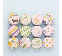 FineInno 12PCS Petite Boite de Rangement Candy Box Pot de bougie Boite Metallique Vintage en Fer Ronde a Bijoux,Boite Biscuits Avec Couvercle (Dessin animé)