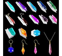 FineInno 13 Pcs Moules De Coulée De Résine De Pendule,Moule de Pendentif, Moules De Résine époxyde De Cône Pierre en Cristal pour Bijoux DIY Outils
