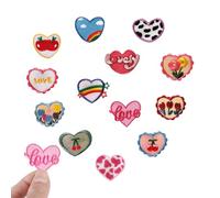 FineInno 13 Pieces Broderie Patch Thermocollant Écussons Brodés Le cœur Iron-on Patches Sewing Applique DIY Autocollant pour Veste, T-Shirt, Chapeau, Jeans (Forme cœur)