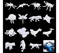 FineInno 15 Pièces Moule Résine 3D Animal Remplisseur, Mini Resin Filler, Moule Cristal Époxy Matériaux de Remplissage, Remplisseur Matériel pour DIY Bijoux Artisanat