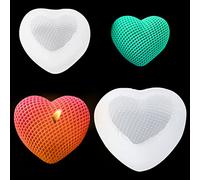 FineInno 2 pcs Moules Résine Epoxy Forme de Coeur 3D, Love Heart Candle Mold, Moule Silicone Coeur Diamant para Fabrication de Savon Bougie Artisanal Bricolage