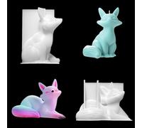 FineInno 2 Pièces Moules en Résine Animaux 3D Moules en Silicone Renard Moulage Bougies Pour DIY aromathérapie savon artisanat Décoration De La Maison