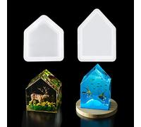 FineInno 2Pcs Serre-Livre Moules Résine Bookend Resin Mold House Géométrique Moulage de Silicone Moules Époxy pour Bricolage Coulée Cristal Plateau