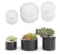 FineInno 3 pcs Moule en Resine Bougeoir, Resin Flower Pot Mold, Moulle Silicone pour Pot de Fleurs, Moule Résine Epoxy Porte-Stylo, Moulles à Couler avec Résine, Béton, Ciment (S+M+L)