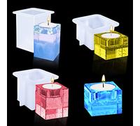 FineInno 3 Pcs Moule Résine Bougeoir MoulIe Rectangle Carré Colonne, Moules Silicone Porte Bougie, Moules Résine Epoxy Chandelier pour Bougie Chauffe Plat (3 Pcs Moule Bougeoir)