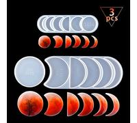 FineInno 3 Pcs Moules en Résine en Phase de Lune Moule en Eclipse Lunaire en Silicone Moule de Pleine Lune Croissant Jeune Lune Moules en Epoxy (Moules en résine de Phase de Lune)