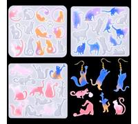 FineInno 3 Pièce Moulle Resine Silicone Boucle d'oreille Moule Epoxy Bijoux Pendentif Époxy Resin Mold pour Craft Fabrication de Bijoux Outil