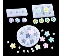FineInno 3pcs Fleur Moule Résine 3D Rose Flower Resin Mold Silicone Moule Moulage Bricolage Epoxy Coulée Cristal Bijoux Collier Pendentifs