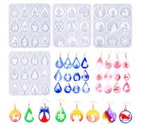 FineInno 4 Pièces Moule à Boucles D'oreilles Moules en Résine Epoxy Christmas Resin Mold Moules Silicone Pendentif Pour Bricolage Bijoux Maison Décor