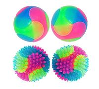 FineInno 4 Stück Jouet Balle pour Chien et Chat,Light Up Dog Balls,Balle Sauteuse à LED Animaux Chats Balles Jouet Amusant (2 Stück glatte Kugeln + 2 Stück Stichkugeln)