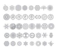 FineInno 40 Styles Metatron Orgonite Stickers Filler Kit de Fournitures de Résine Autocollants Resin Molds Filler Remplissages Matériaux Artisanat DIY (autocollants en résine argentée A)