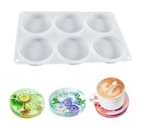 FineInno 6 PCS Moule Resine Epoxy,Moule Dessous de Verre Silicone,Coaster Resin Mold,Décoration Maison Moule Coulée Résine Moulage DIY Outils (round)