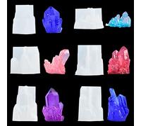 FineInno 6 Pieces Moule Grappe de Cristal Crystal Cluster Resin Mold Moule Silicone Gemme Druzy Moulage de Bougie pour DIY Décoration Intérieure