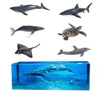 FineInno 6pcs Remplisseurs de Résine 3D Animaux Marins, Moule Silicone Remplissage Thème de Océan, Remplisseur Epoxy Résine pour Fournitures Bijoux DIY Artisanat