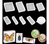 FineInno 9 Pièces Moules en Résine Bijoux,Epoxy Moule Silicone Rectangle,Carré,Sphère,Moulle Moulage Cristal Coulée Bricolage Décorations Artisanales