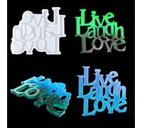 FineInno Live Laugh Love Résine Moules Alphabet Silicone Lettre Moule Moulage Epoxy Cristal Bijoux Pours Table Décor Artisanat Art Mural Signe Mot (Live Laugh Love Résine Moules)
