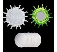 FineInno Moule en Résine Miroir Soleil Sun Mirror Resin Mold Rond Silicone Moules avec 5 Miroirs Époxy Moulle Coulée Moulage Décoration Murale Maison