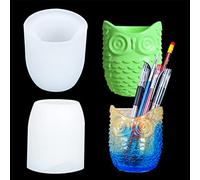 FineInno Moule en Resine Porte Stylo, Candle Holder Resin Mold, Moule Silicone Chouette Coupe, Moule Epoxy Bricolage Bougeoir, Moules Pot de fleur, Boîte à Bijoux