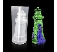 FineInno Moule Résine 3D Phare Moule à Bougies en Silicone Moule de Coulée Savon Moulage Thème Marin pour DIY Décoration de Gâteaux Aromathérapie (A)