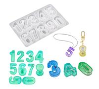FineInno Moule Résine Chiffres Quicksand avec Feuille PVC Number Shaker Molds Moule Silicone Pendentifs Bijoux Moulage Coulée Collier DIY Plaque de Porte
