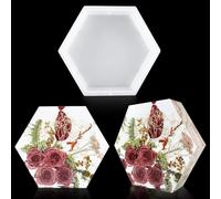 FineInno Moule Resine Silicone Hexagone, Moule en Silicone Époxy Cristal Serre Livre, Moulage en Résine pour Fabrication de Bougies, Savon, Spécimen de Fleur/Insecte(Petit Hexagone)