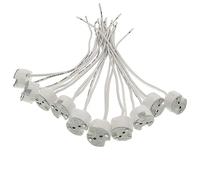 FINELED Lot de 10 douilles LED MR16 GU5.3 avec câble 12 V - Forme MR16 - Diamètre du câble : 0,5 mm² - Culot en céramique - Douille GU 5.3 - Lot de 10 ampoules halogènes et LED