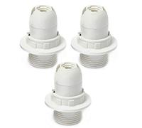 FINELED Lot de 3 supports de lampe à vis E14 avec coque en plastique E14 et anneau d'abat-jour (blanc)