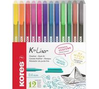 Fineliner "K-Liner" Kores Largeur de trait : 0,4 mm Etui de 12 pièces