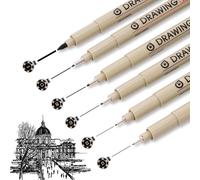 Fineliner,Lot De 6 Feutre Noir Pointe Fine,Liner Dessin Avec Pinceau Lisses Noir,Feutre Dessin Professionnel Stylo Micro À Tailles Multiples Pour Le Croquis,Le Manga,Le Dessin,L'anime