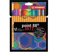 Fineliner - STABILO point 88 - ARTY - Pack of 18 - Assorted Colours