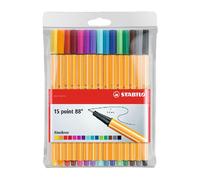 Fineliner - STABILO - Point 88 - Étui plastique de 15 pièces - Largeur de tracé 0 4 mm - Pointe renforcée en métal