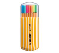 Fineliner - STABILO point 88 - Étui Zebrui - 20 pièces - Couleurs assorties - Inc 5 fluo