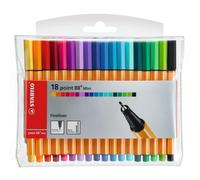 Fineliner - STABILO point 88 MINI - Wallet of 18 - Assorted Colours Pack of 18