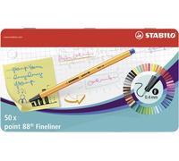 Fineliner - STABILO point 88 - Tin of 50 - Assorted Colours