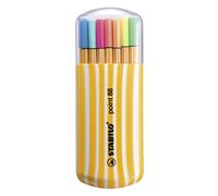 Fineliner - STABILO point 88 - Étui Zebrui - 20 pièces - Couleurs assorties - Inc 5 fluo