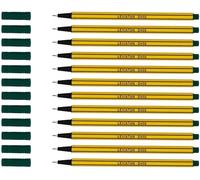Fineliner Stylo Feutre Pointe Fine - Lot De 12 Stylos - Stylo Feutres Adapté À L'usage Quotidien - Trait Super Fin, Largeur D'environ 0.4 Mm, Vert