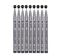 Fineliner Stylos,Pigment Stylos set de 9 stylos noir a pointe fine de Pointes Différentes avec a Pinceau pour Le Dessin Illustration de L'artiste Documents de Bureau Scrapbooking et Dessin Technique