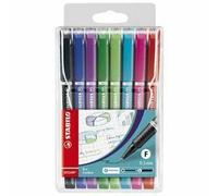 Fineliner with Cushioned F-Tip - STABILO SENSOR F - Pack of 8 - Assorted Colours