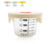 FINELYCR 4 Pièces Petit Pot Conservation Bébé, 180 ml Pot Conservation Bébé, avec Graduations, Réutilisables Pot Verre Bebe, avec Couvercle en Silicone Éviter les Fuites, pour Conserver les Aliments